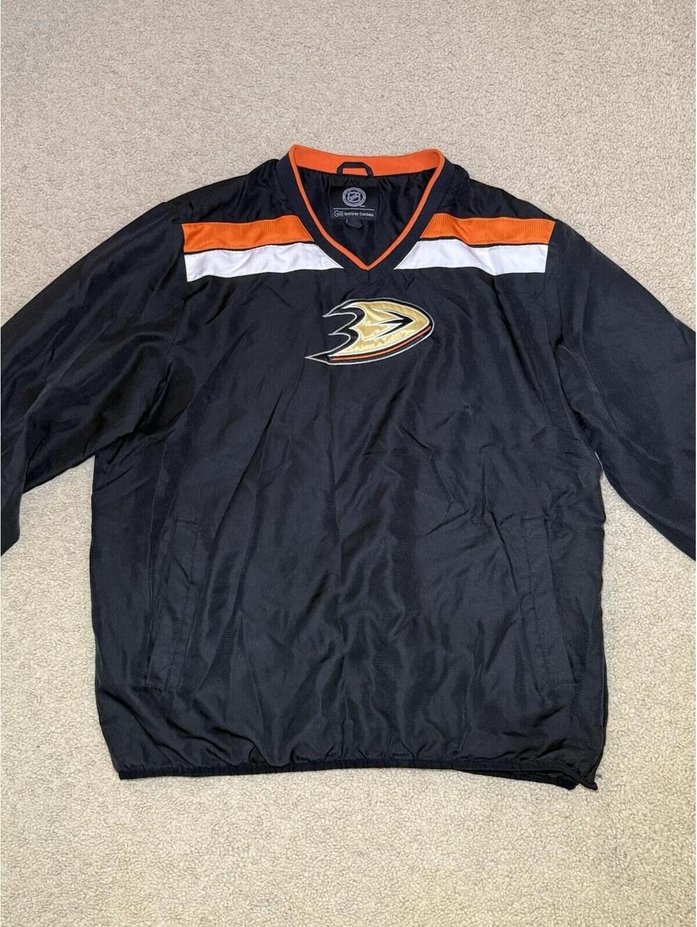 Anaheim Ducks NHL Pullover Windbreaker Jacket Men’s Large Black